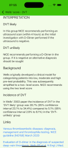 Wells score for DVT interpretation